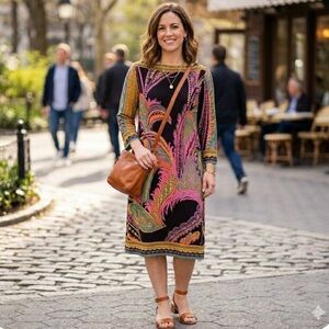 Ice Multicolor  Dress Women’s size 14 3/4 sleeve
Vibrant colors.